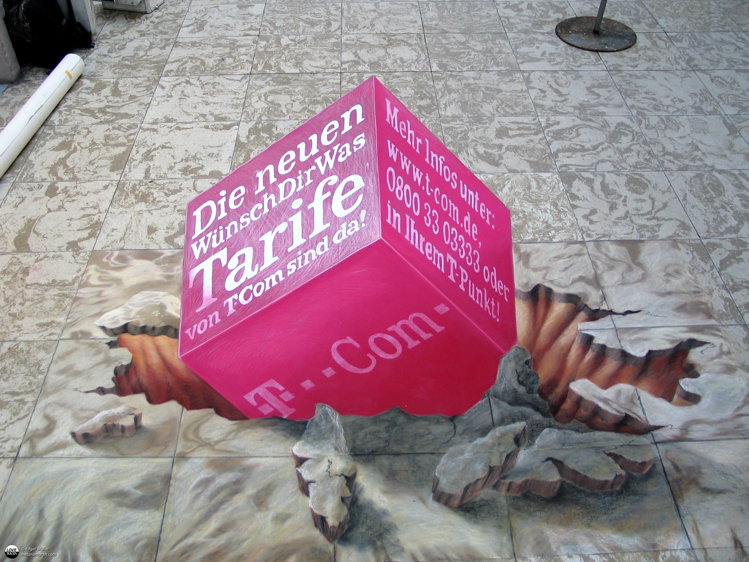 painted telecom cube for PR action of german telecom