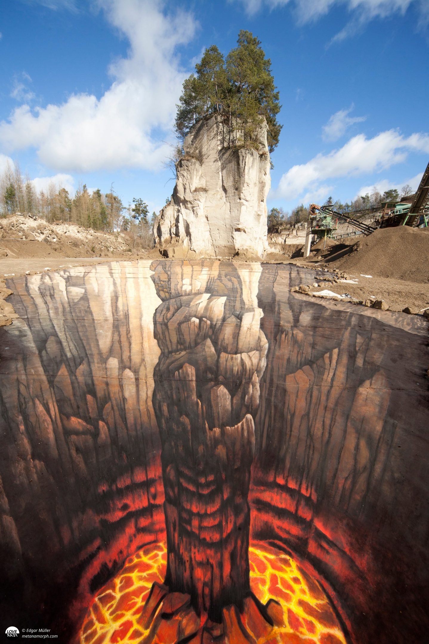 3D image in the tufa open pit mine Mendig